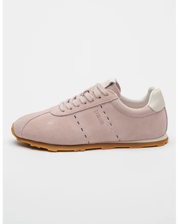 Pantofi sport de piele intoarsa cu sireturi, Roz pastel