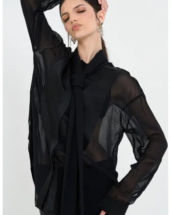 Camasa lejera semi-transparenta, Negru