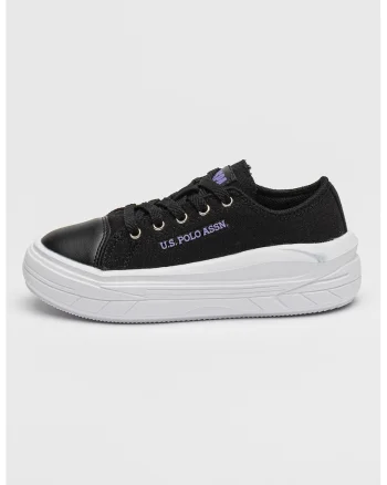 Pantofi sport din material textil cu logo, Negru