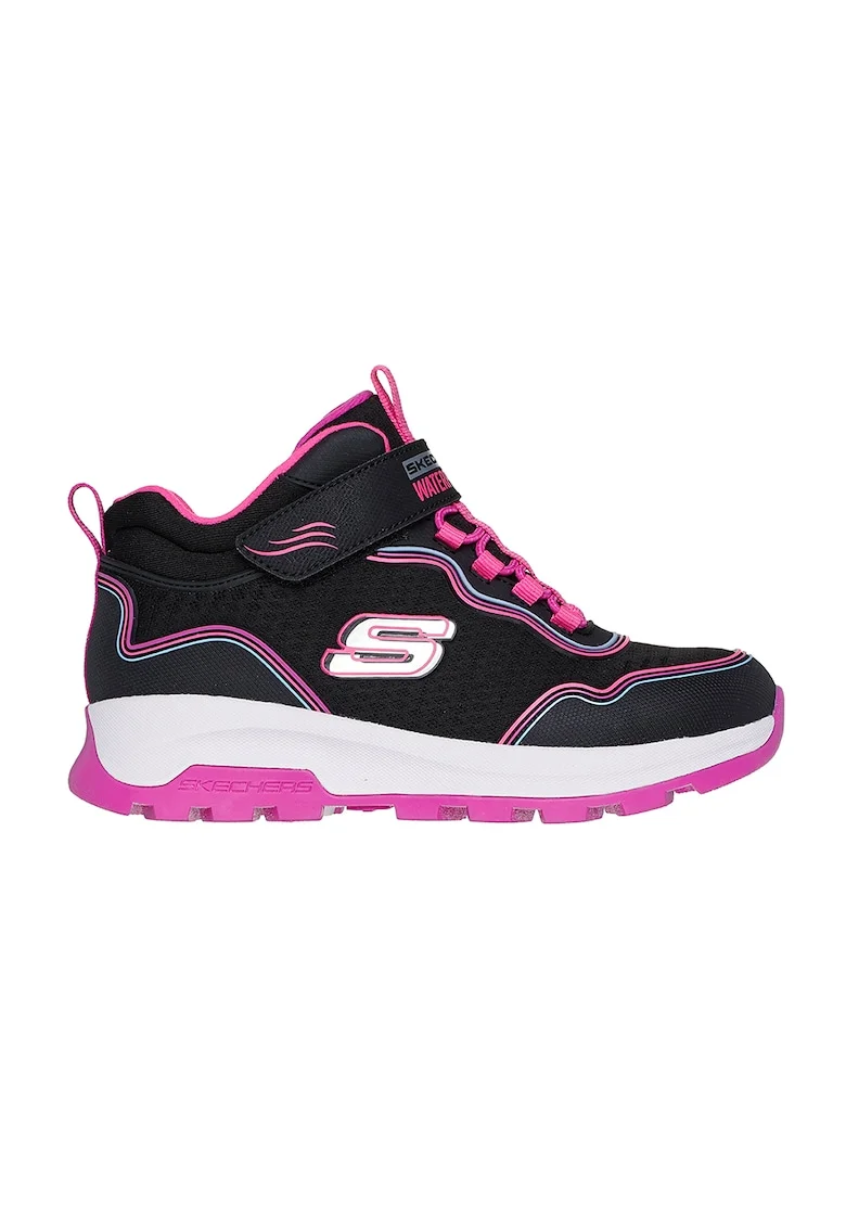 Pantofi sport impermeabili de plasa cu garnituri de piele ecologica, Negru/Fucsia