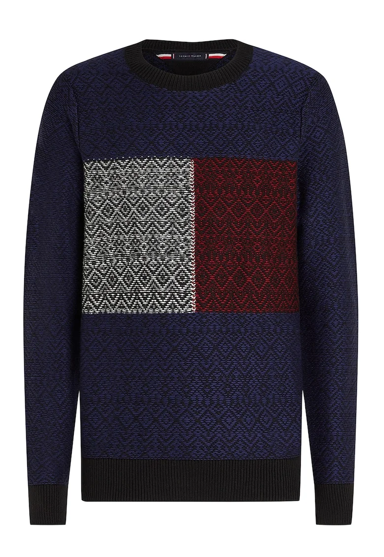 Pulover regular fit din bumbac, Rosu inchis/Bleumarin
