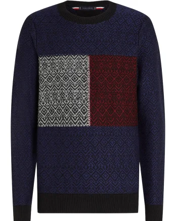 Pulover regular fit din bumbac, Rosu inchis/Bleumarin