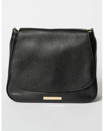 Geanta de piele cu clapa, Negru