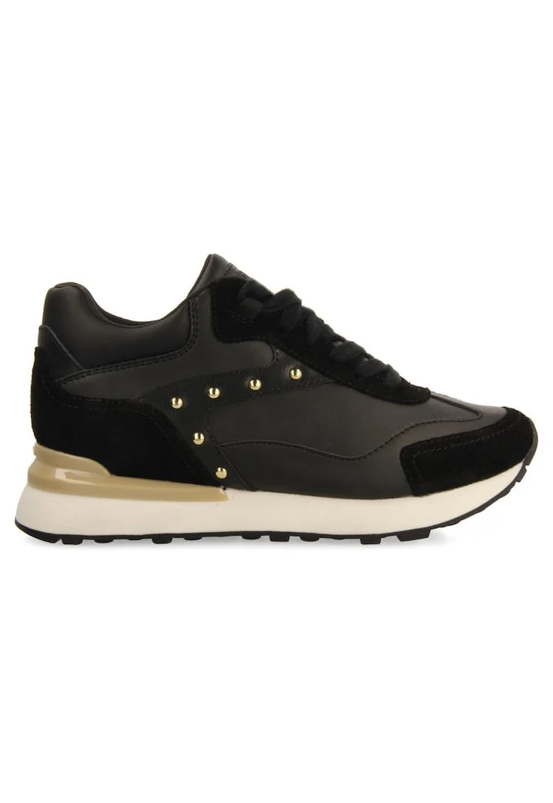 Pantofi sport cu garnituri din piele intoarsa, Negru