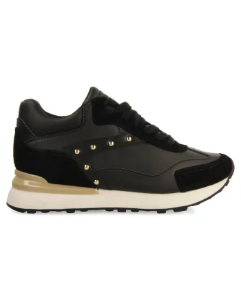 Pantofi sport cu garnituri din piele intoarsa, Negru