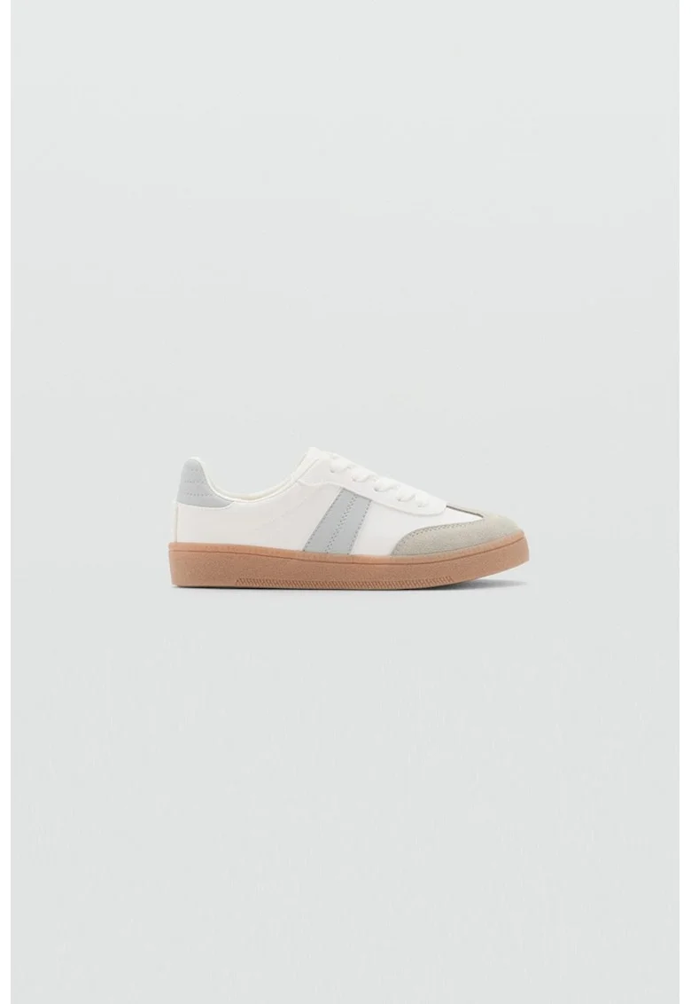 Pantofi sport cu detalii din piele intoarsa, Gri deschis/Alb murdar