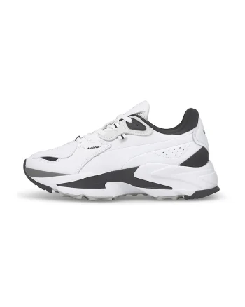 Pantofi sport din piele ecologica cu garnituri din piele intoarsa Orkid, Alb/Negru