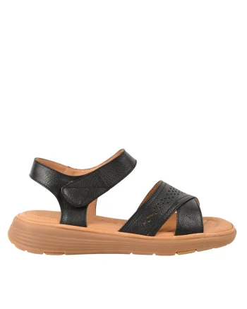 Sandale casual, dama,  33180 negru, piele naturala, Negru