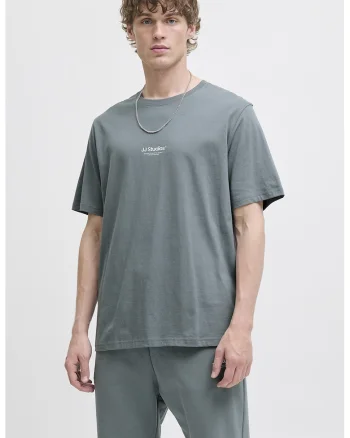 Tricou de bumbac organic cu text, Albastru petrol