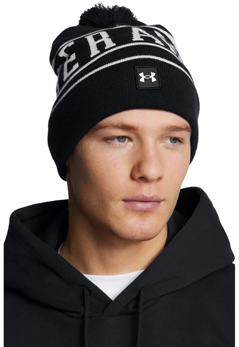 Caciula unisex cu ciucure Halftime, Alb/Negru