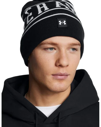 Caciula unisex cu ciucure Halftime, Alb/Negru