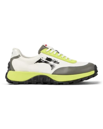 Pantofi sport cu segmente de piele ecologica, Alb/Gri