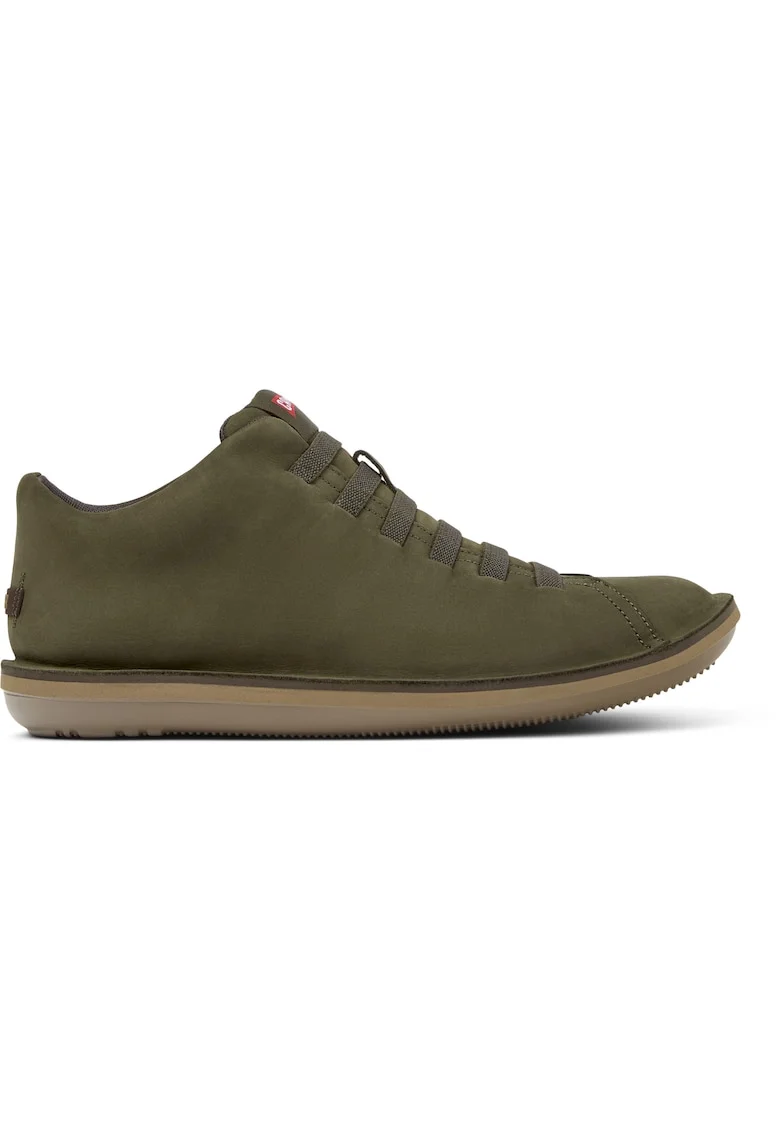 Pantofi sport de piele nabuc Beetle 1353, Verde inchis
