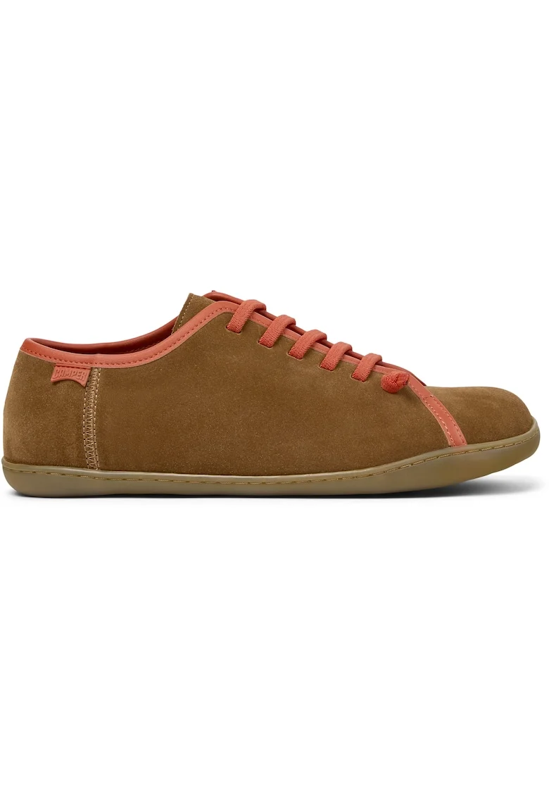Pantofi sport din piele intoarsa cu sireturi elastice G3D Peu Cami Twins, Maro