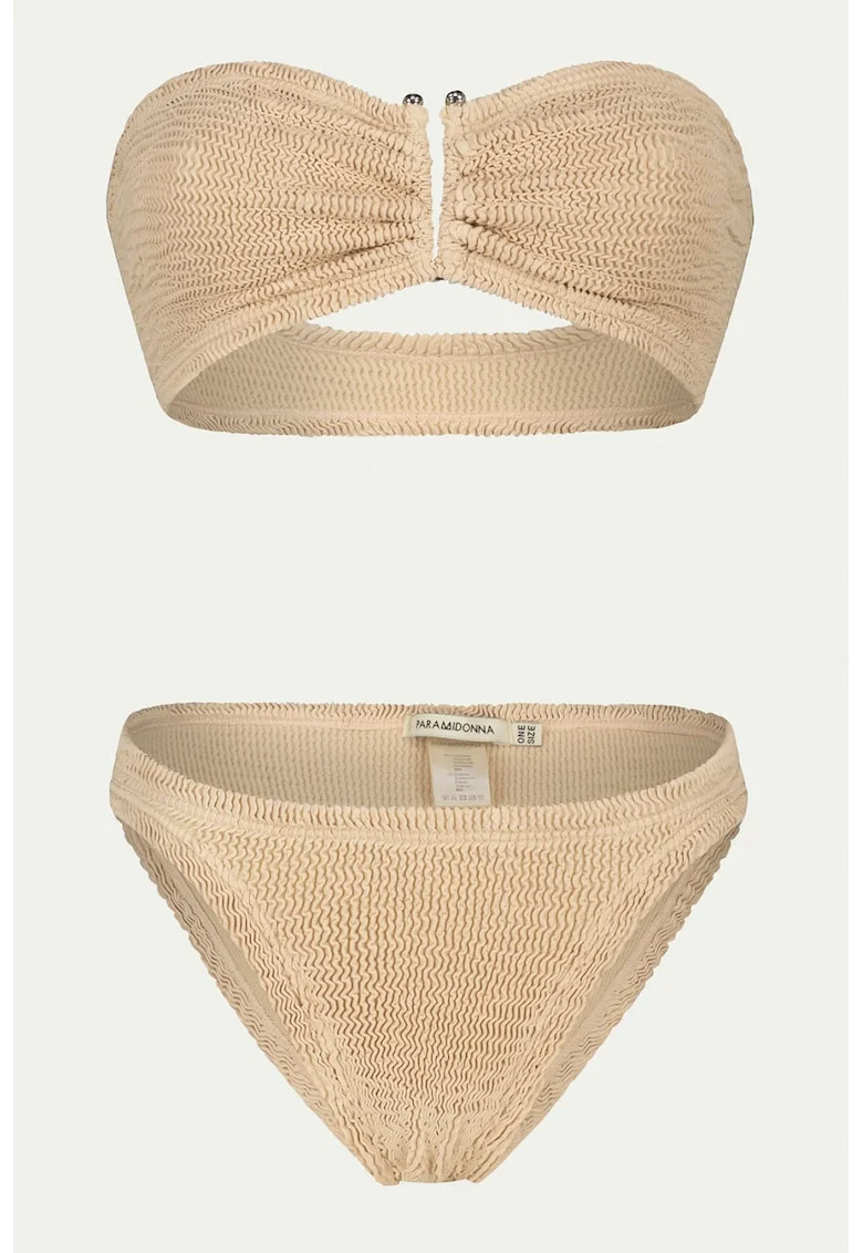 Costum de baie texturat cu doua piese, Bej deschis