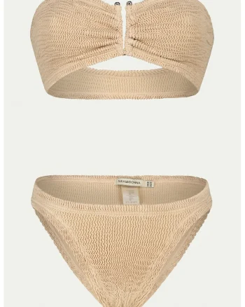 Costum de baie texturat cu doua piese, Bej deschis