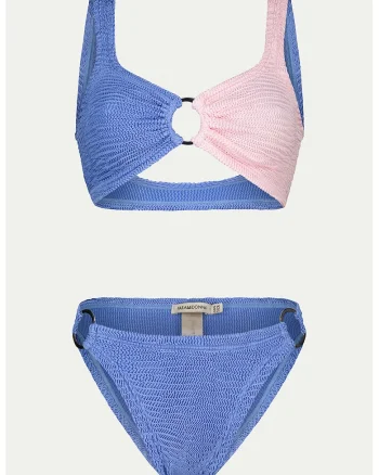 Costum de baie cu doua piese si doua nuante, Albastru inchis
