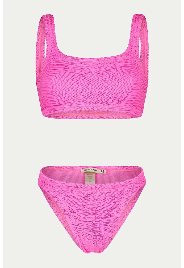 Costum de baie din doua piese cu aspect texturat Emily, Roz