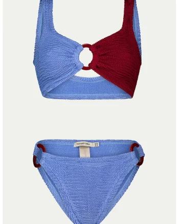 Costum de baie cu doua piese si doua nuante, Albastru lavanda