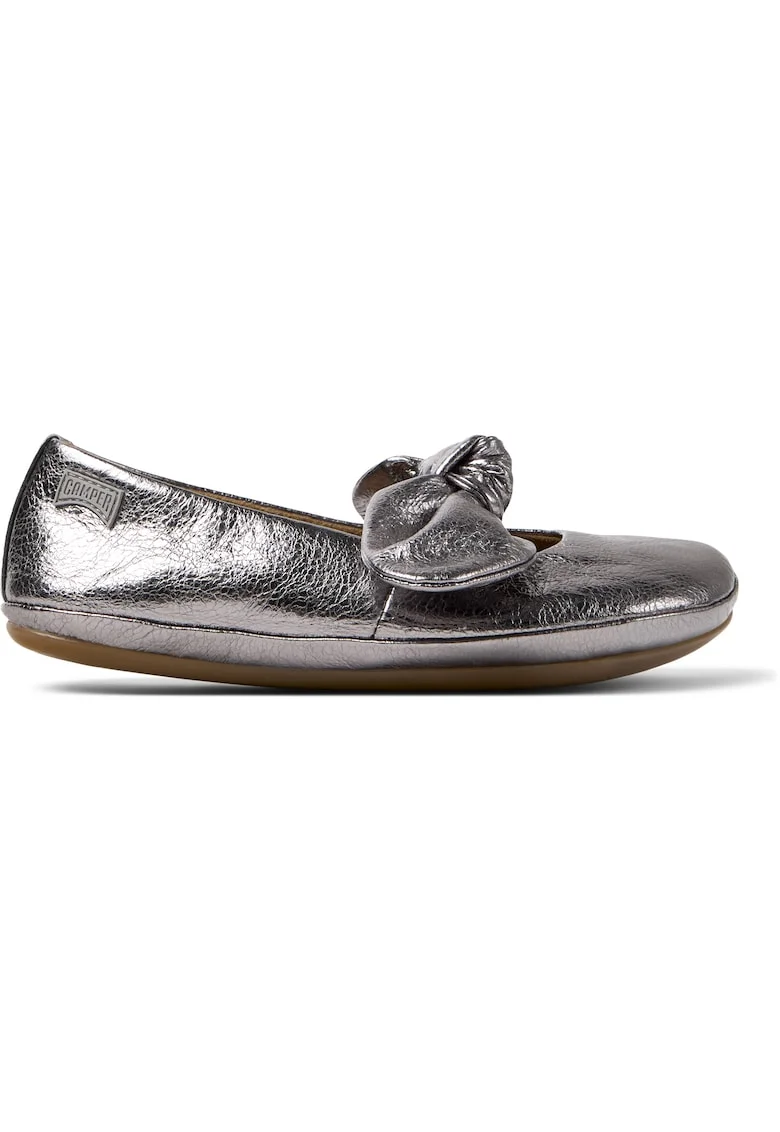 Balerini de piele cu funda Ballerinas Right, Gri inchis