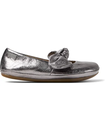 Balerini de piele cu funda Ballerinas Right, Gri inchis