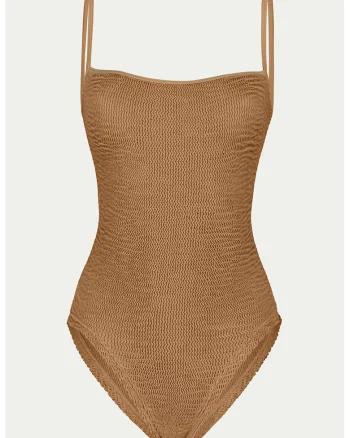 Costum de baie intreg uni, Maro camel