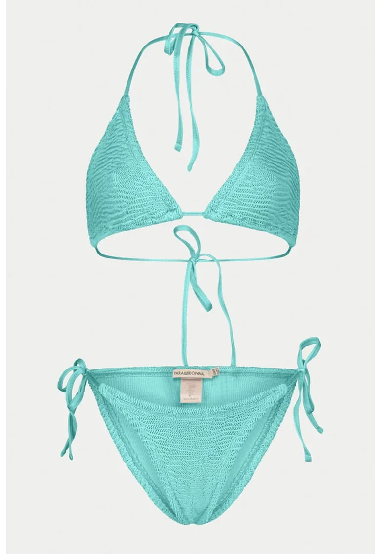 Costum de baie cu doua piese si aspect texturat Ema, Turcoaz