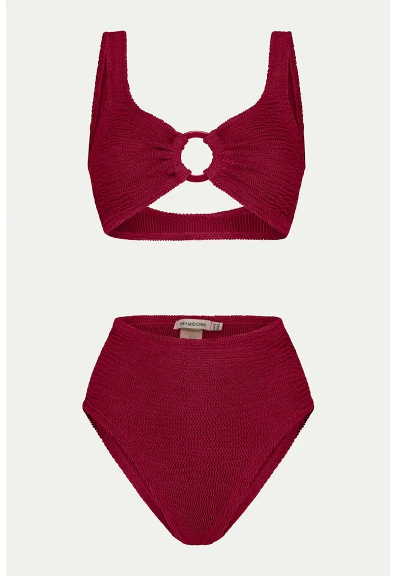 Costum de baie cu doua piese si decupaj, Rosu inchis