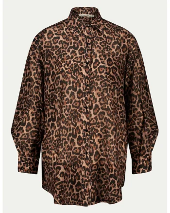 Camasa cu maneci lungi si animal print, Maro