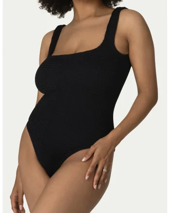 Costum de baie intreg cu decupaj pe partea din spate, Negru