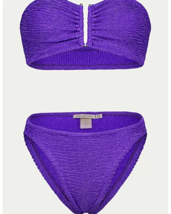 Costum de baie cu doua piese si aspect texturat Frida, Violet
