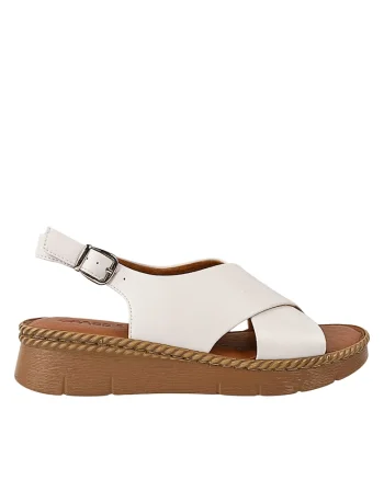 Sandale casual, dama,  KL60020D alb, piele naturala, Alb