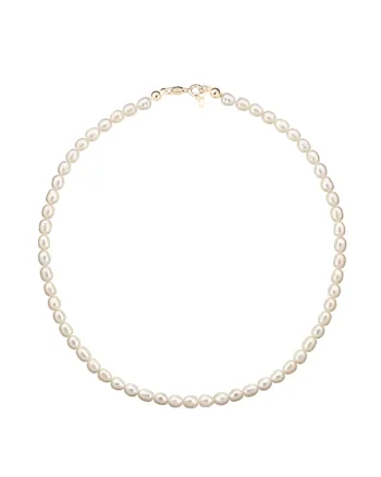 Colier Aur 585 -14K cu perle de cultura albe 6, 5mm, inchizatoare clasica, 39 CM