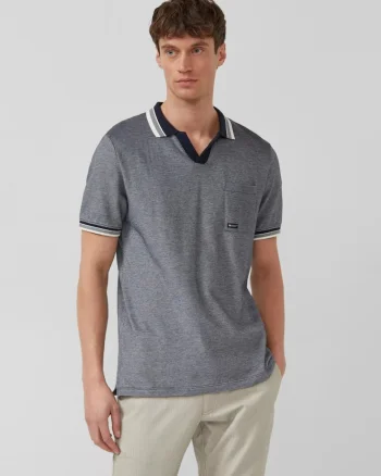 Tricou polo barbati cu anchior din bumbac piqué, Regular fit, Bleumarin inchis