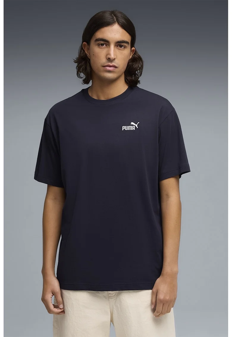 Tricou relaxed fit de bumbac Essential, Albastru ultramarin/Alb optic