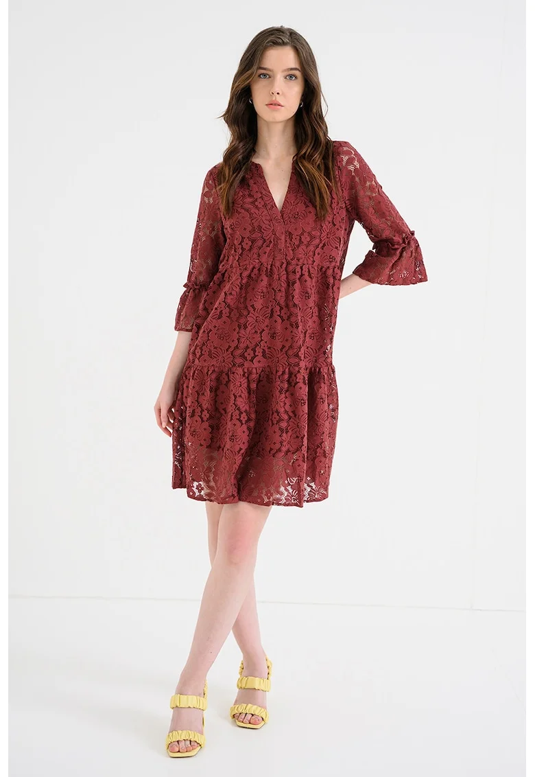 Rochie lejera cu maneci 3/4 Laurel, Maro cognac