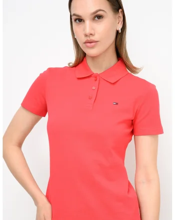 Tricou polo cambrat, Rosu vermillion