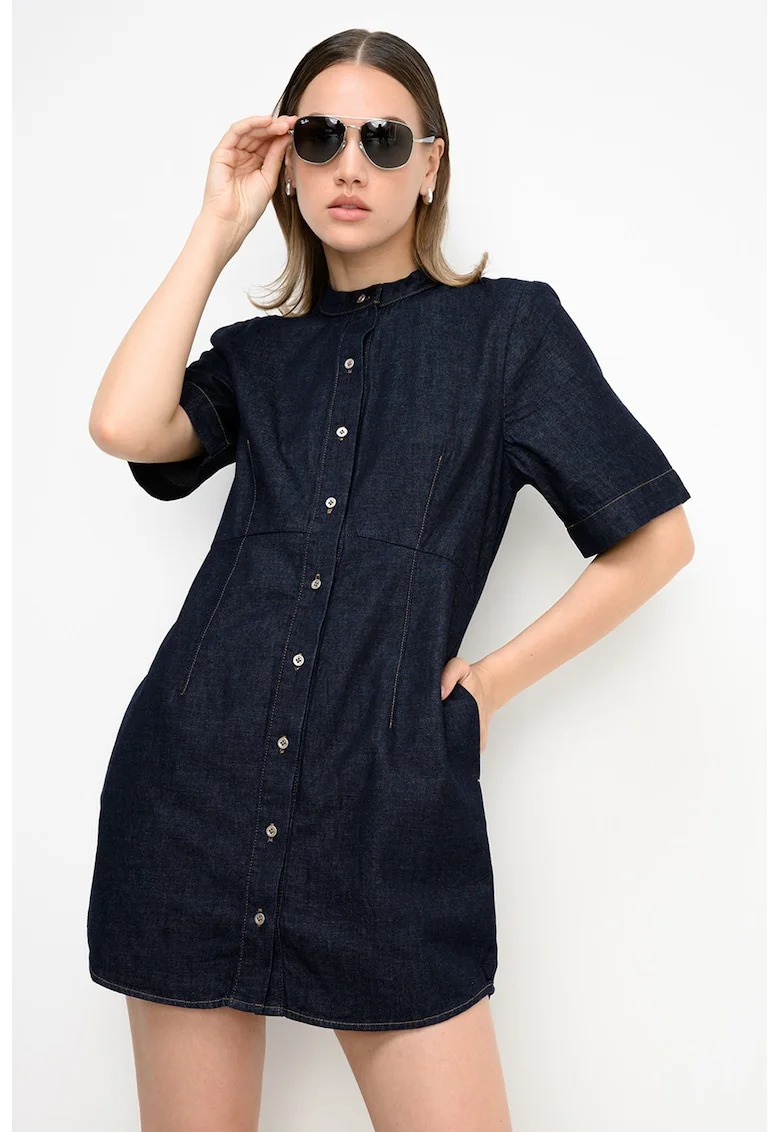 Rochie scurta din denim, Albastru ultramarin