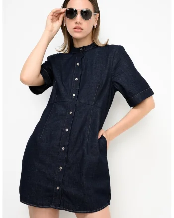 Rochie scurta din denim, Albastru ultramarin
