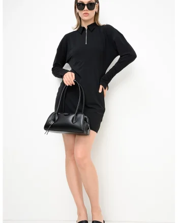 Rochie lejera cu fermoar scurt, Negru