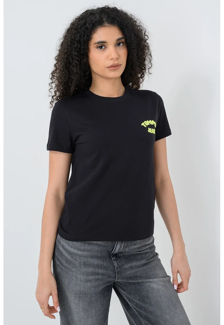 Tricou de bumbac cu logo, Negru
