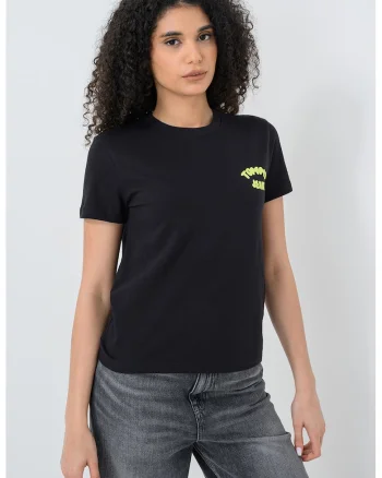 Tricou de bumbac cu logo, Negru