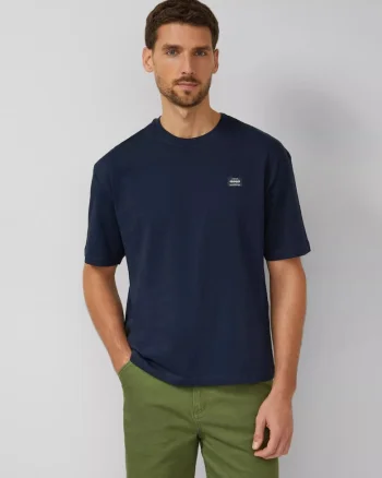 Tricou barbati, din jerseu gros de bumbac, Modern fit, Bleumarin inchis,