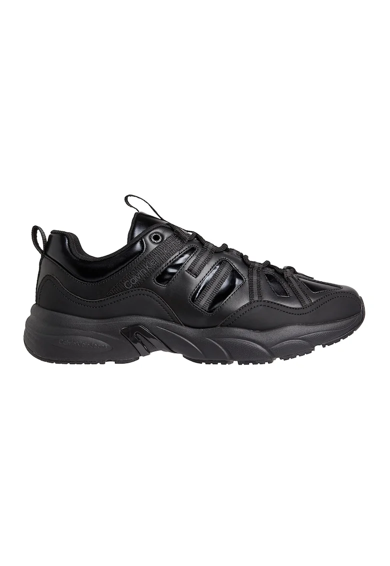 Pantofi sport masivi cu garnituri de piele, Negru