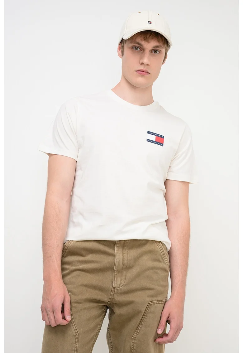 Tricou slim-fit cu imprimeu logo, Alb/Alb murdar