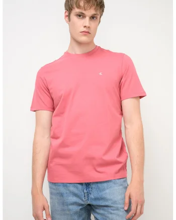 Tricou din bumbac cu decolteu la baza gatului, Roz