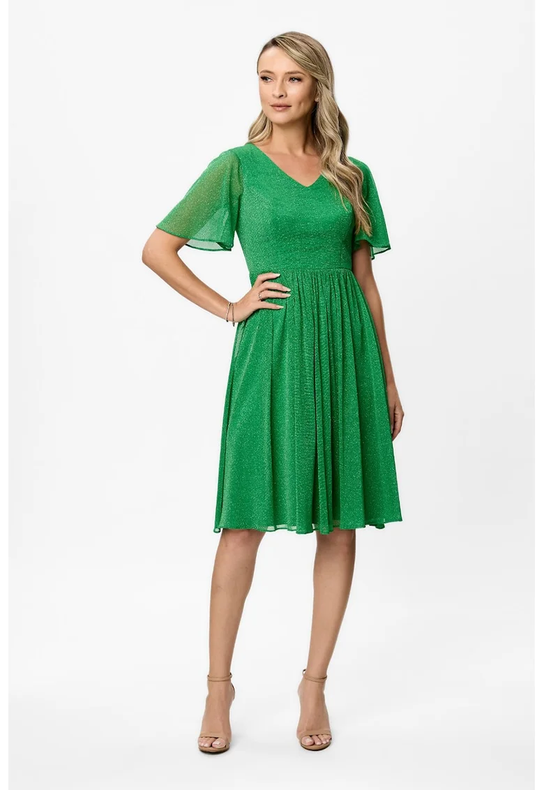 Rochie cu maneci fluture Mariela, Verde
