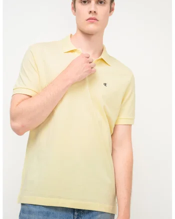 Tricou polo cu logo brodat discret, Galben pai