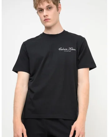 Tricou cu decolteu la baza gatului si logo brodat discret, Negru