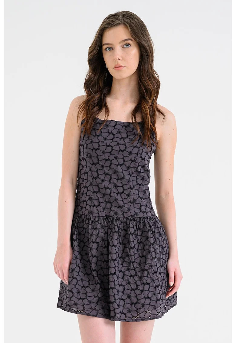 Rochie brodata cu dantela Sangallo Gustava, Gri antracit